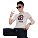 2025夏季男短袖t恤半袖潮流体恤修身网红衣服潮牌印花黑AT37-P35，男装T恤，电商A270