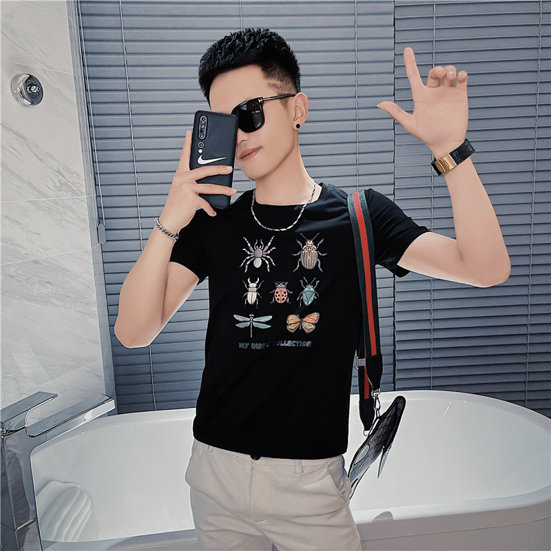 2025夏季男短袖t恤半袖潮流时尚修身网红ins上衣衣服潮牌AT40-P35,男装T恤,电商A270