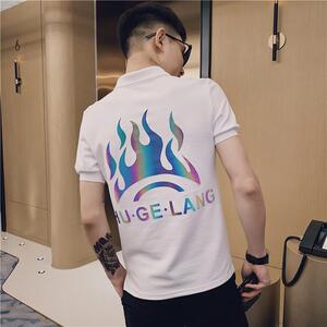 男士polo衫短袖紧身上衣服潮流韩版翻领t恤潮牌2025夏季修身P48图片