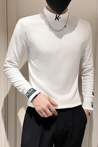 2025春秋季长袖T恤男打底衫小衫半高领刺绣男装上衣服CT10-P45图片