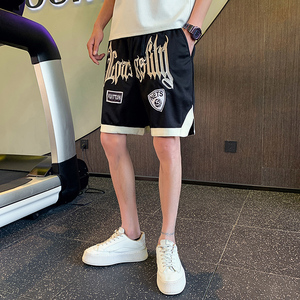夏季男士短裤五分裤裤子沙滩裤宽松运动潮流潮牌美式刺绣P48图片