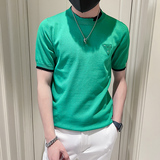 打底衫绿色体恤半袖t恤针织衫线衫潮牌毛衣搭配短袖男士帅气p48，男装T恤，电商A270
