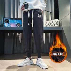 冬季男休闲裤裤子运动裤长裤潮流束脚潮牌刺绣卫裤X159-P48加绒53图片