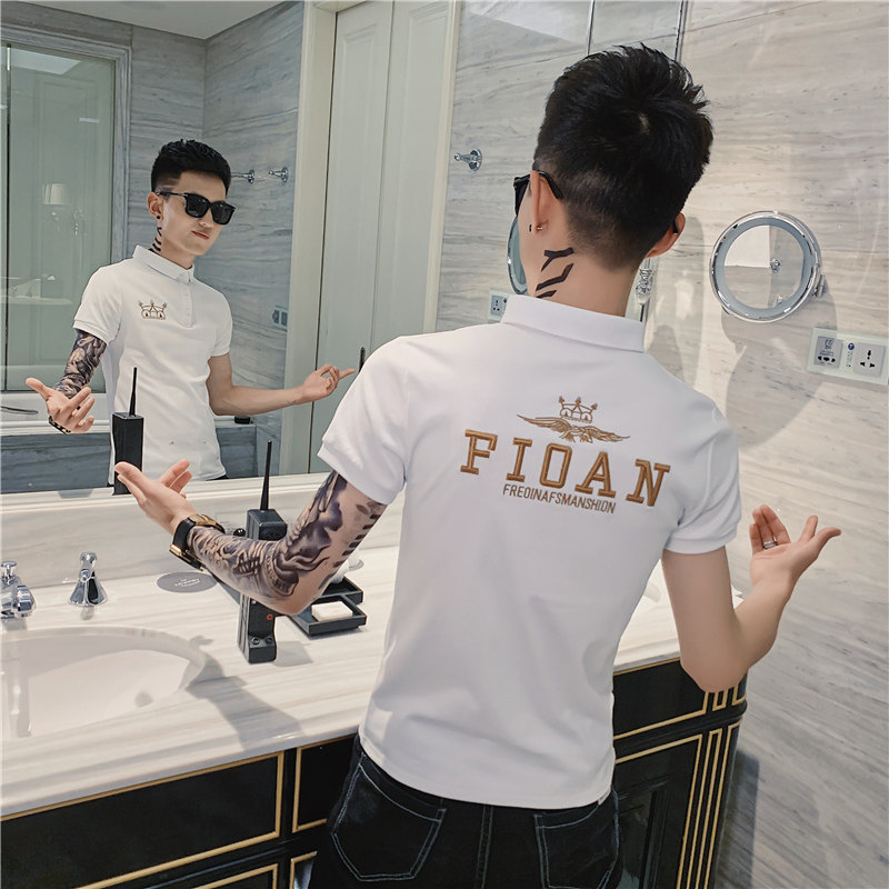 2025年夏季新款短袖T恤男半袖polo衫修身翻领潮牌网红衣服P07-p45,男装T恤,电商A270