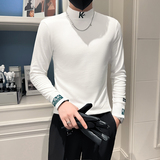 2025春秋季长袖T恤男打底衫小衫半高领刺绣男装上衣服CT10-P45，男装T恤，电商A270