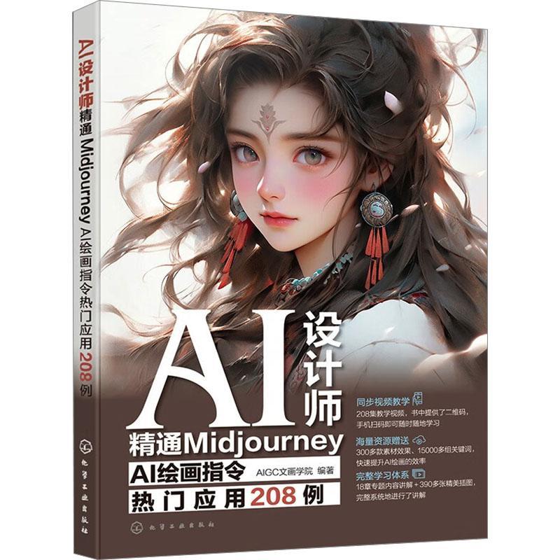 正版 AI设计师 精通MidjourneyAI绘画指令热门应用208例 全视频教学 AI绘画创作视频图解 美术摄影动漫游戏AI绘画设计干货技巧书