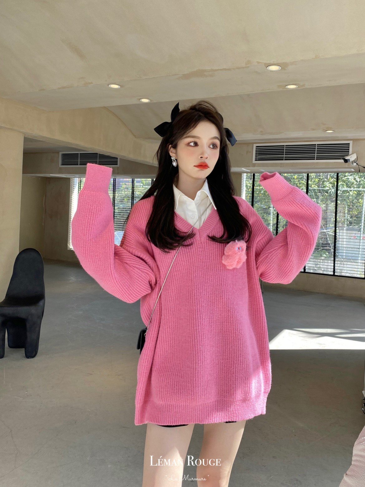 Leman Rouge 玫粉毛绒小怪兽毛衣