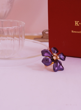 艺伎的胭脂 vintage KJL 紫色 花朵  戒指