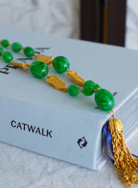 vintage toccata trifari 翠法丽 绿色 东方 流苏 项链