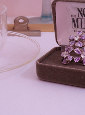 艺伎的胭脂 vintage nolan miller 紫色 花朵 银色 保存品 戒指