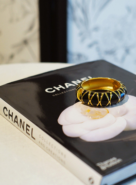 vintage toccata KJL 黑色 珐琅 金色 经典 手镯