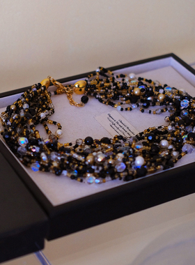 vintage toccata Joan Rivers 黑色 多层 串珠 保存品 项链