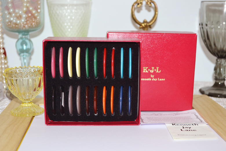 艺伎的胭脂 vintage KJL lucite 亚克力 彩色 月牙形 耳针 耳环
