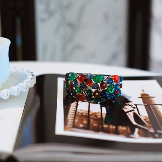 vintage toccata KJL 彩宝 绿色 红色 银色 手镯,饰品/流行首饰/时尚饰品新,手镯,淘宝优惠券,粉丝福利购,淘宝优惠卷