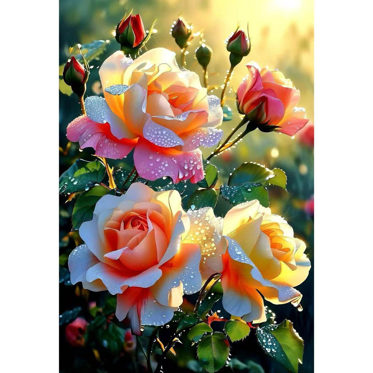 新款唯美玫瑰花海报墙贴防水防油花朵贴纸室内浴室厨房装饰壁画潮