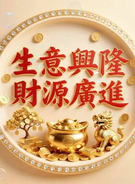 好运连连生意兴隆财源广进阳台卧室客厅发财平安喜乐不留痕自粘贴
