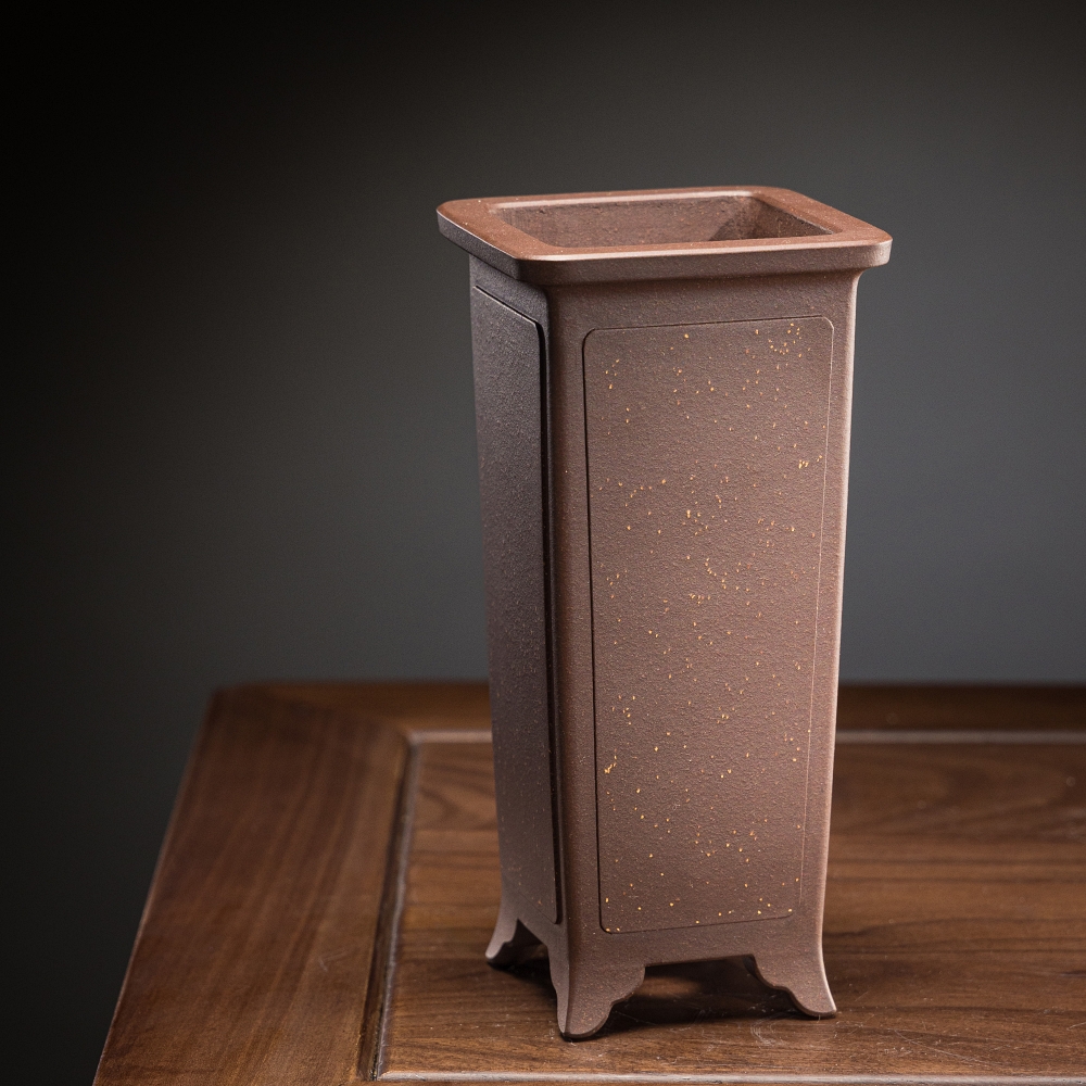 朱民伟全手工高四方精品紫砂签筒