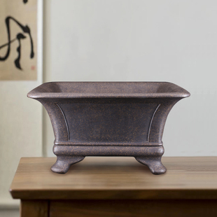 高档精品名家大四方飘口古铜泥奎面黄杨五针黄山松翠球柏树盆景盆