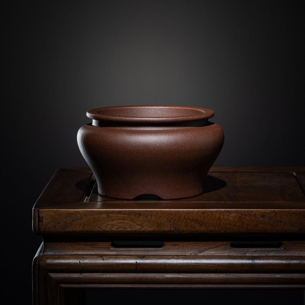 五道素新款精品定制高档紫砂圆盆李记高档紫砂花盆