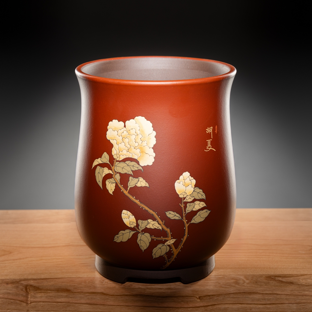 清仓促销全手工制作兰花赏盆全手工精细泥绘名家把玩宜兴精品原矿