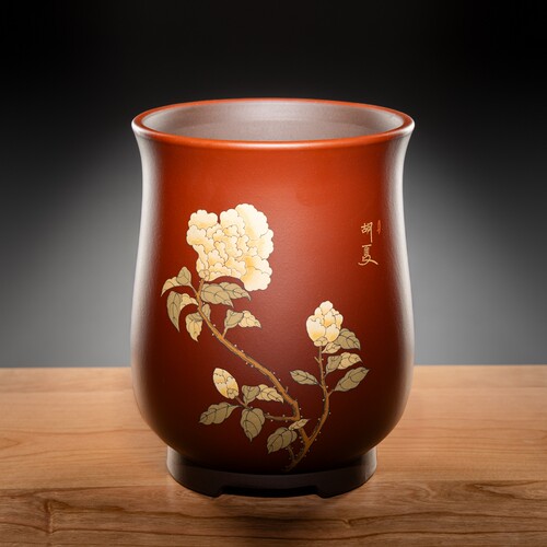 清仓促销全手工制作兰花赏盆全手工精细泥绘名家把玩宜兴精品原矿