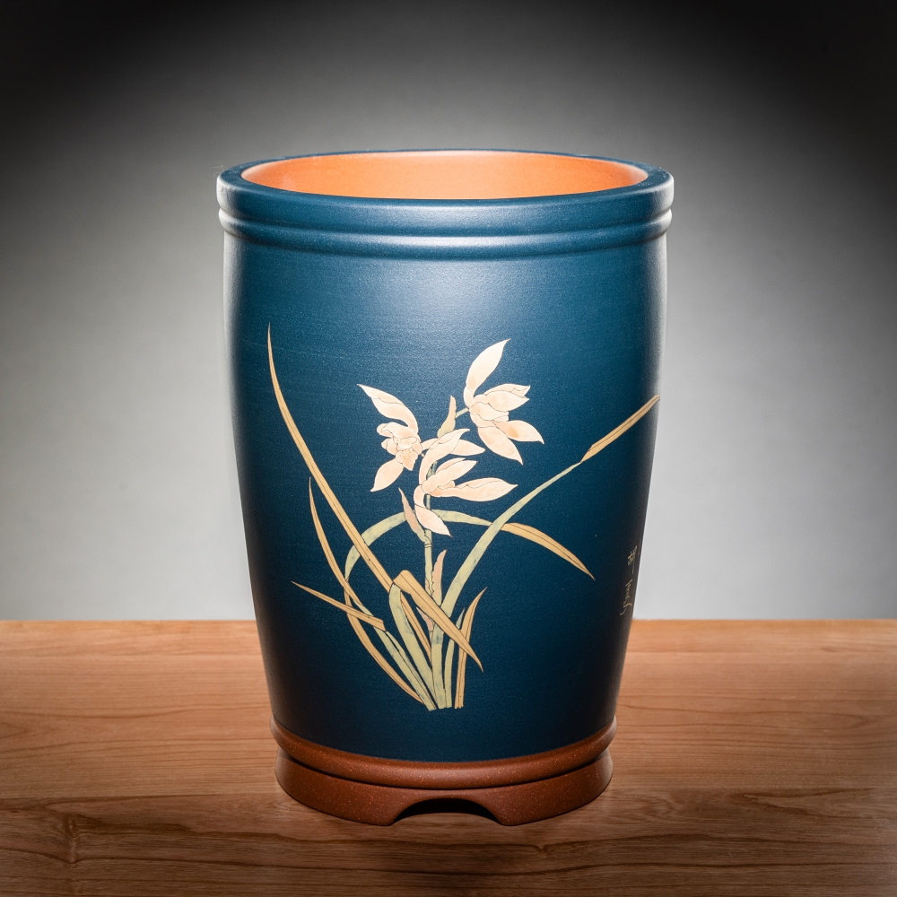 全手工制作胡鹏全手工泥绘紫砂盆