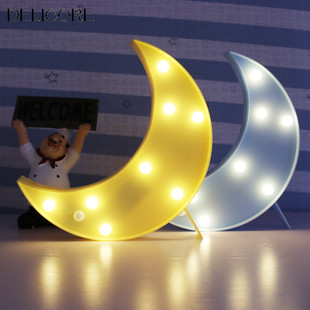 ins月亮造型灯led少女心房间气氛装饰卧室壁挂小夜灯宝宝喂奶灯