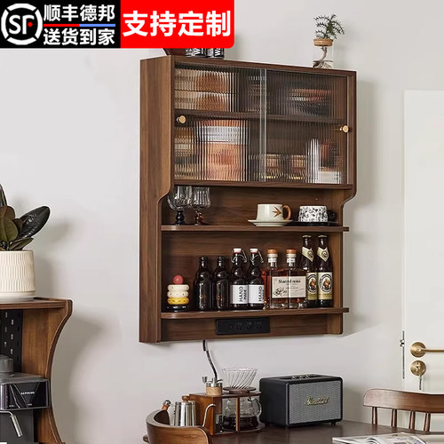 实木厨房吊柜餐桌收纳置物餐边柜