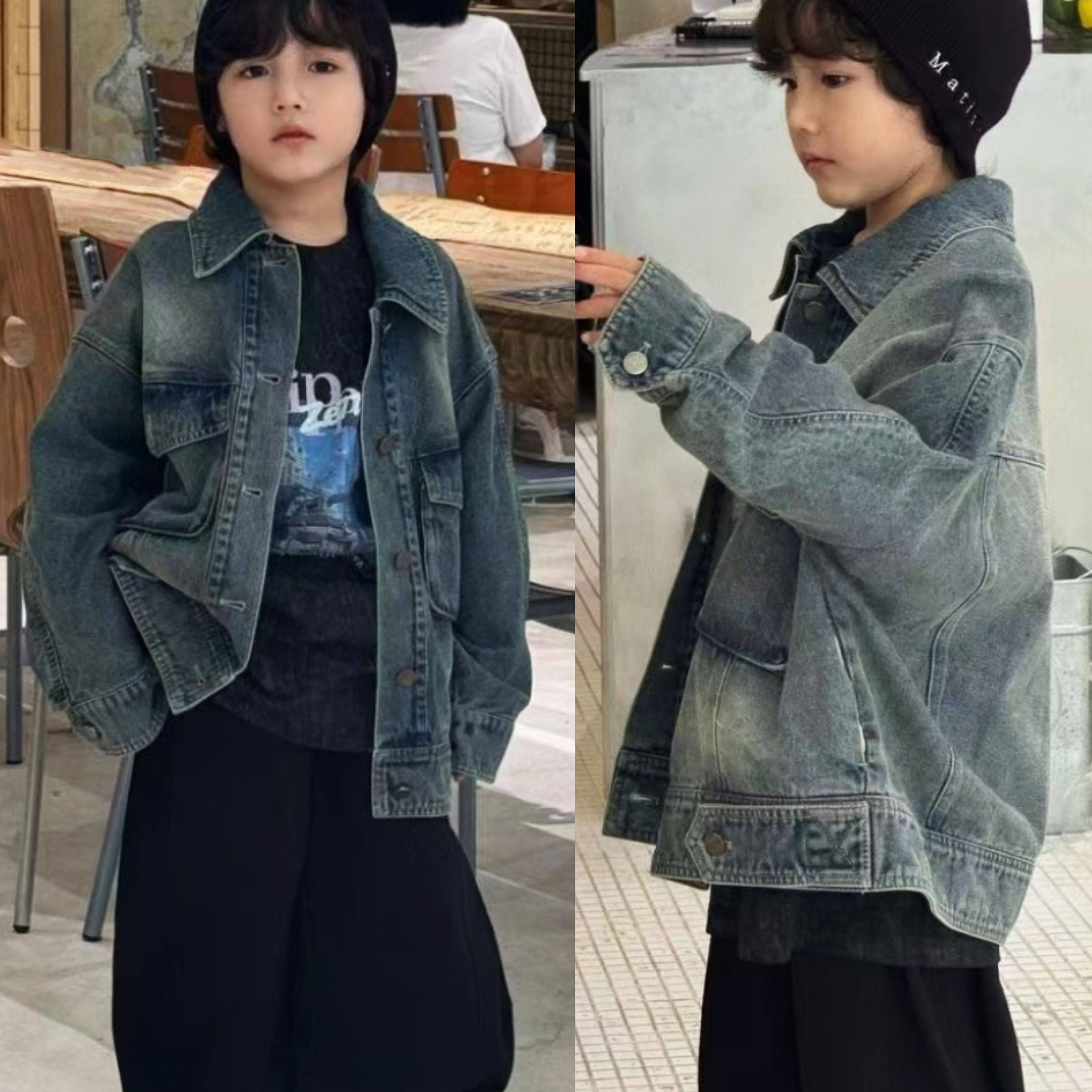 波拉韩国童装儿童韩版牛仔外套春秋装新款男女休闲百搭夹克衫潮