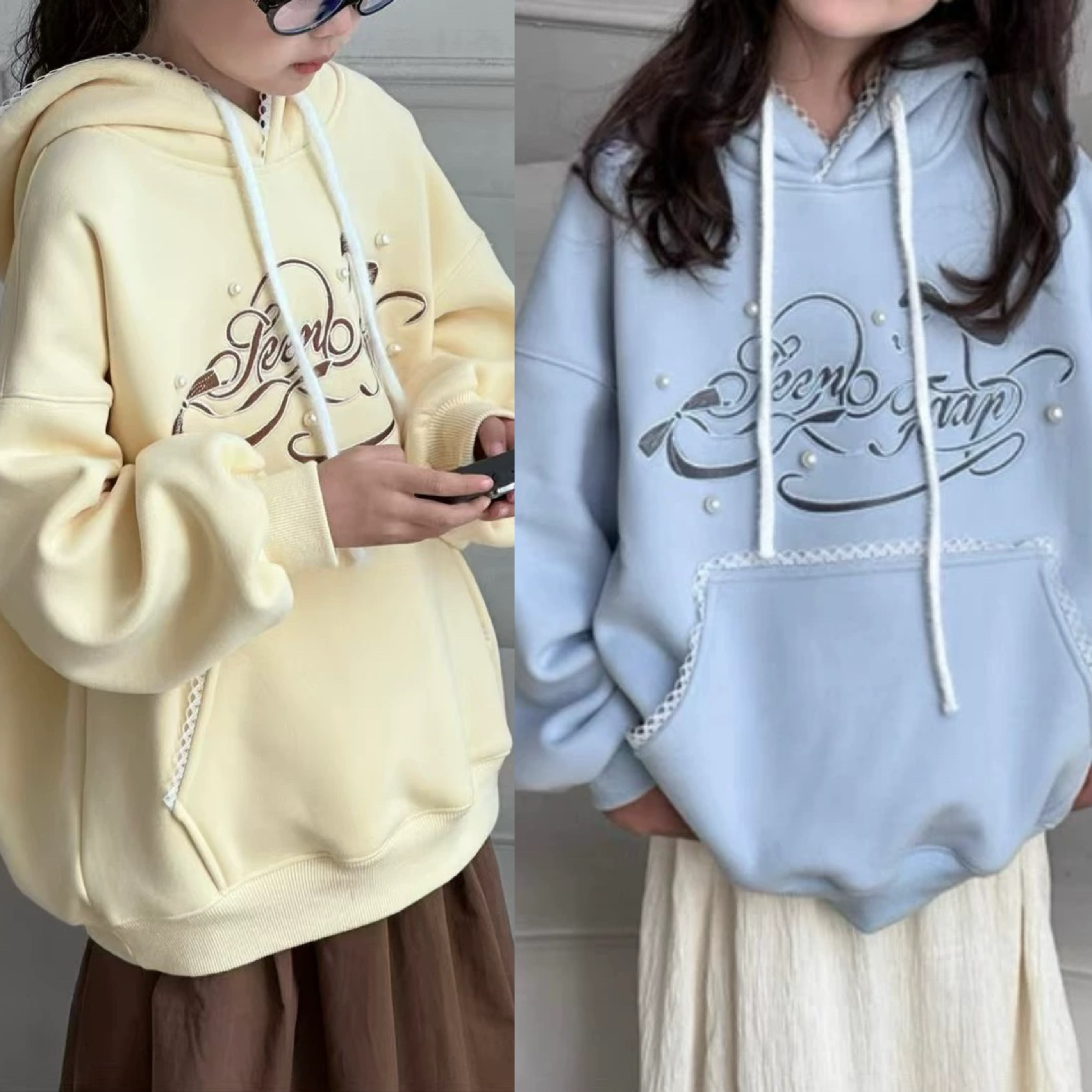 波拉韩国童装儿童加绒卫衣春秋款男女童韩版宽松连帽上衣外套潮