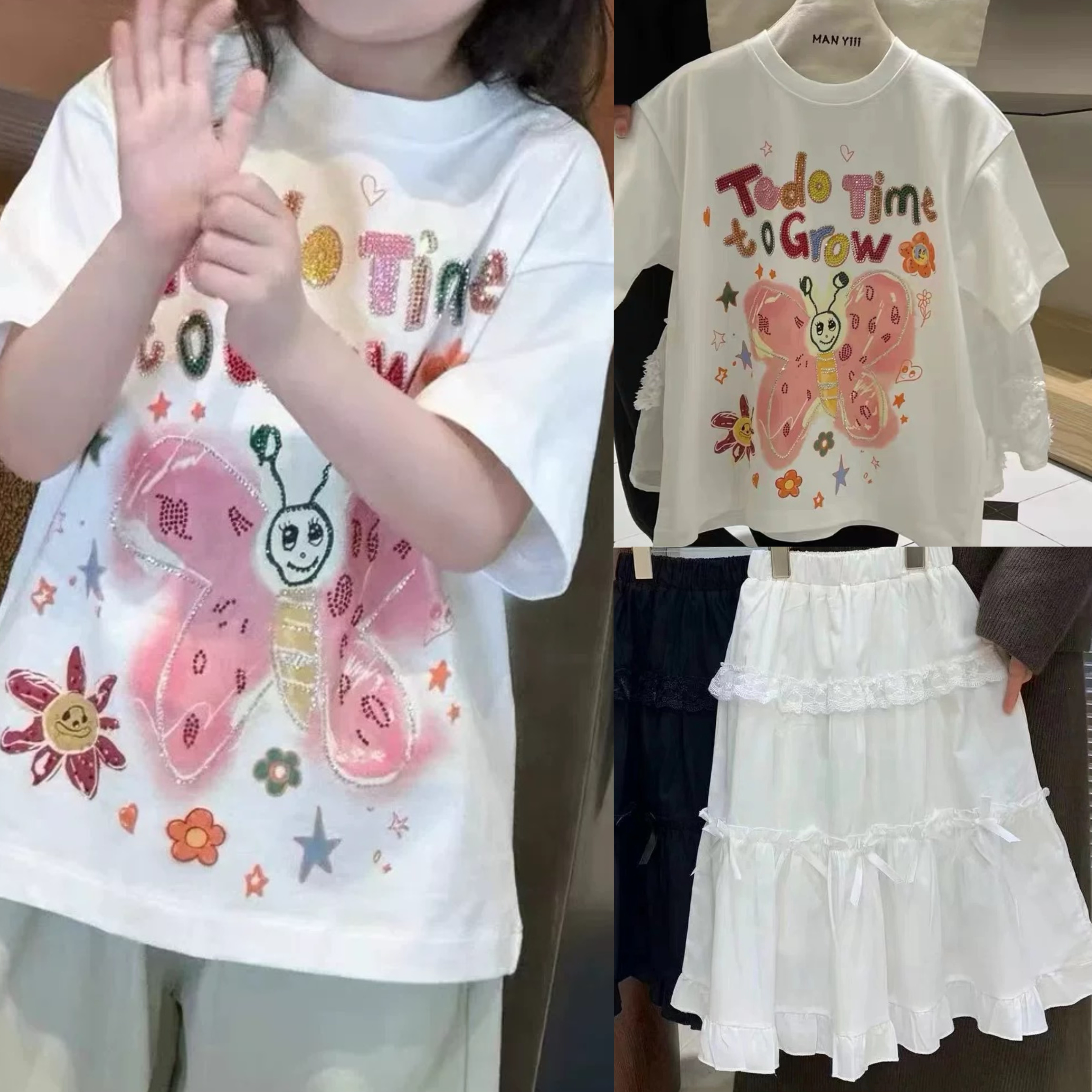 现货女童短袖t恤2026夏季新款洋气女孩体恤儿童夏装卡通印花上衣