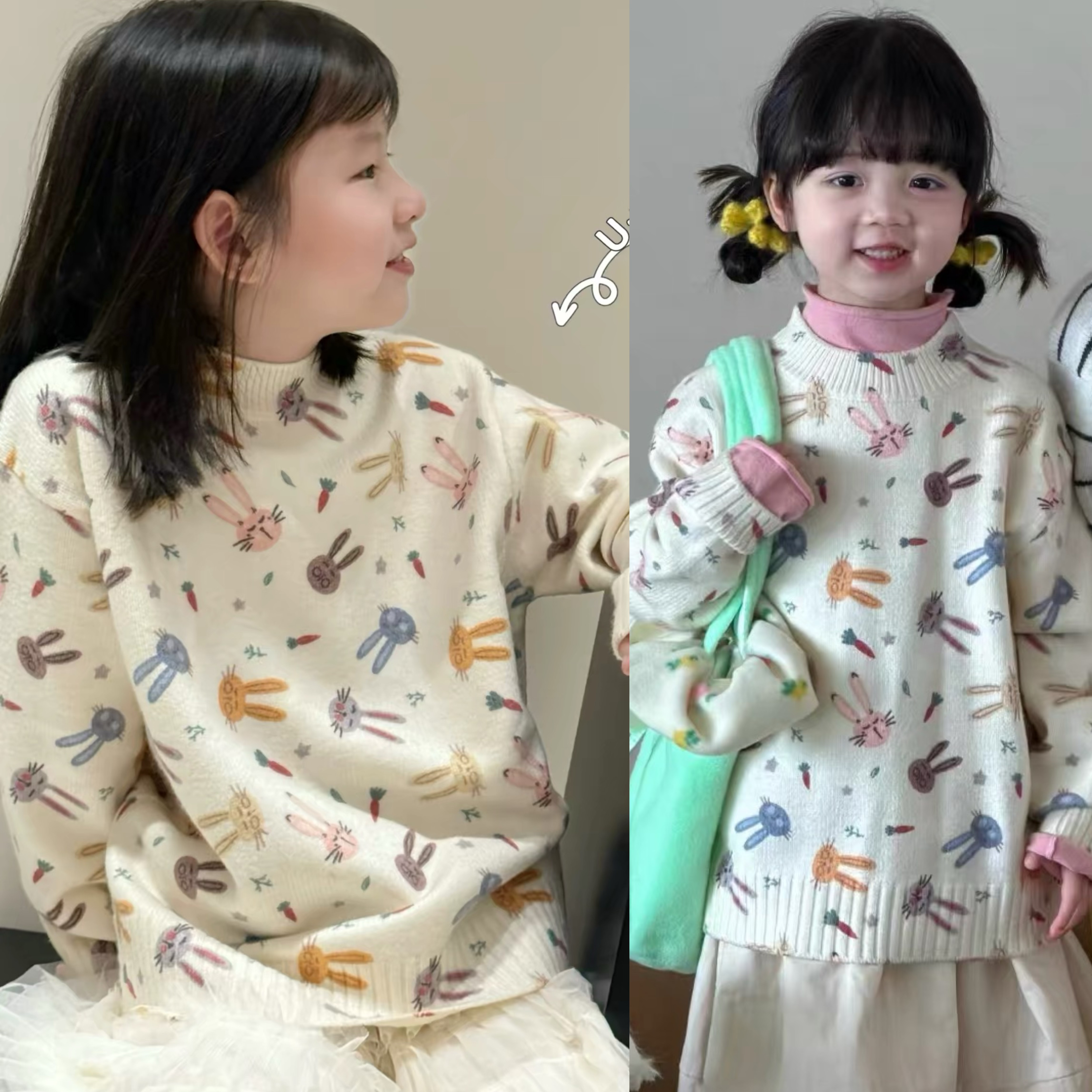 波拉韩国童装女童甜美毛衣2026秋冬新款儿童秋装针织衫女孩羊毛衫