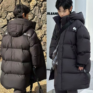 现货波拉韩国童装男女童羽绒服2025冬款儿童保暖中长款连帽羽绒服