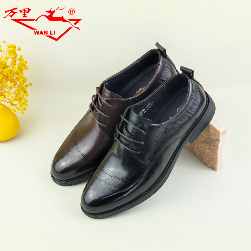 万里2.8cm休闲皮鞋商务牛皮革