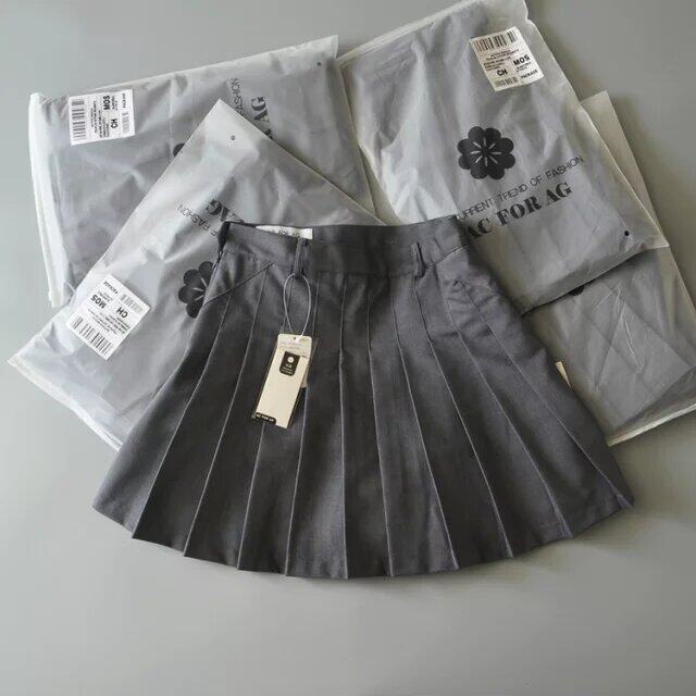 时髦复古！学院风西装料高腰内衬百褶半身裙显瘦A字短裙裤女