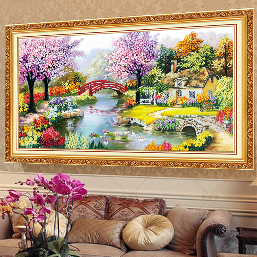 丝带绣新款立体绣手工欧式挂画