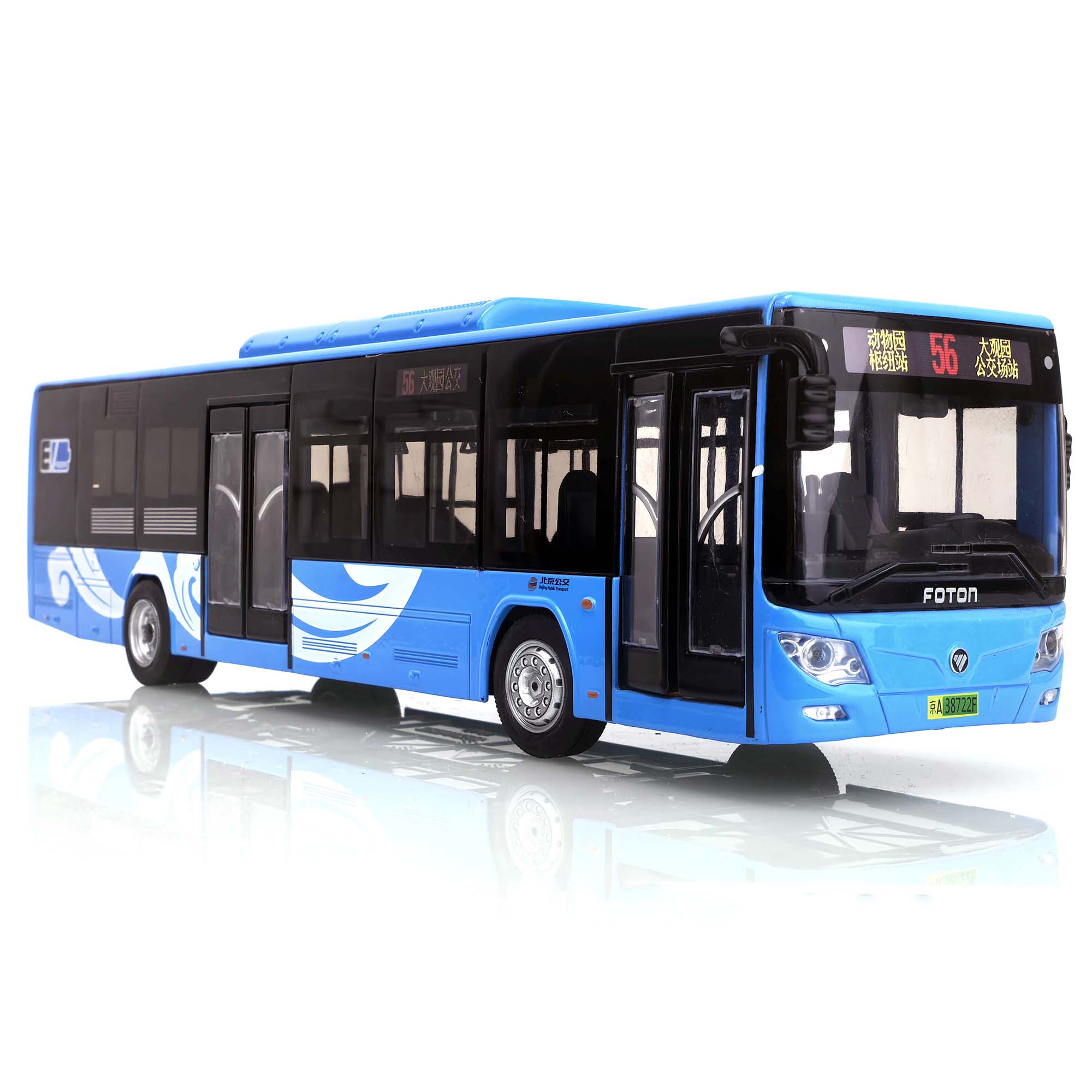 1：43北京公交福田红鹰欧辉56路BJ6123NG单机祥云合金仿真模型