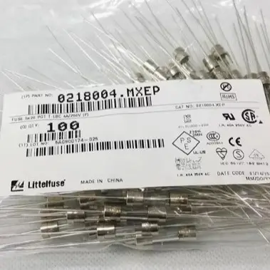 原装力特 0218004.MXEP 4A 250V 5*20 带引线慢熔断玻璃管保险丝