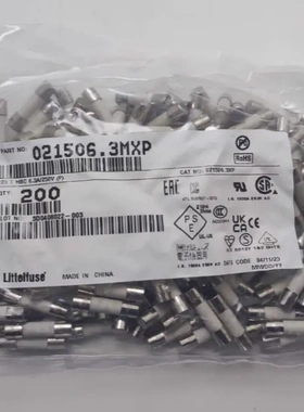 原装力特 021506.3MXP 参数 6.3A 250V  5*20 慢熔断陶瓷保险丝管