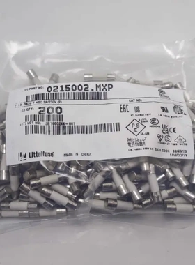 原装力特 0215002.MXP 参数2A 250V 5*20MM 慢熔陶瓷保险丝管