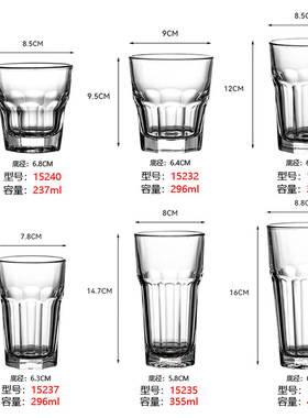 玻璃杯加厚餐厅喝水杯子耐高温透明八角杯啤酒杯奶茶冷饮威士忌杯