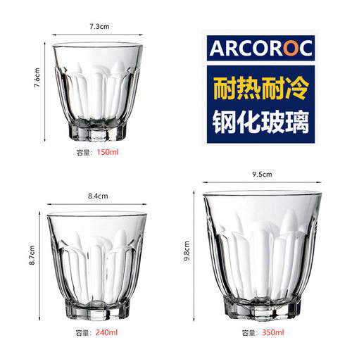 透明花纹钢化玻璃咖啡杯