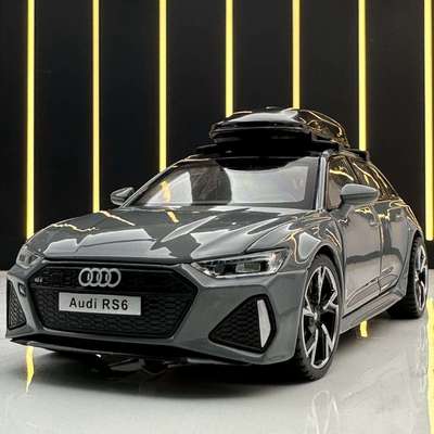 众源兴合金车模1比32澳迪RS6旅行车滑行玩具车音乐模型摆件防尘盒