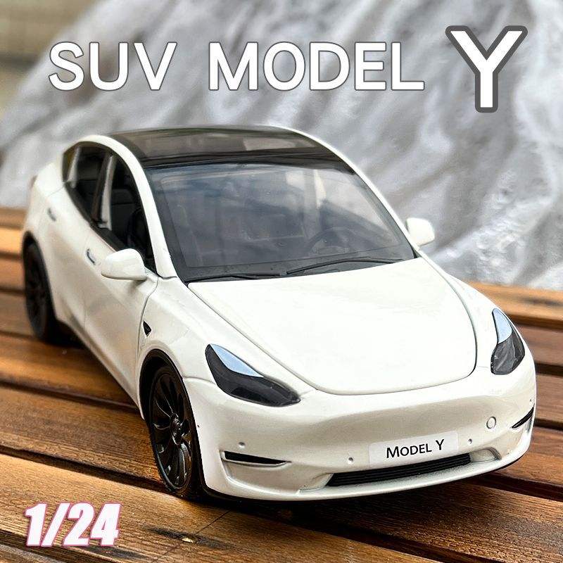 新款 XLG1:24特斯拉ModelY合金车模型仿真轿车摆件儿童玩具小汽车