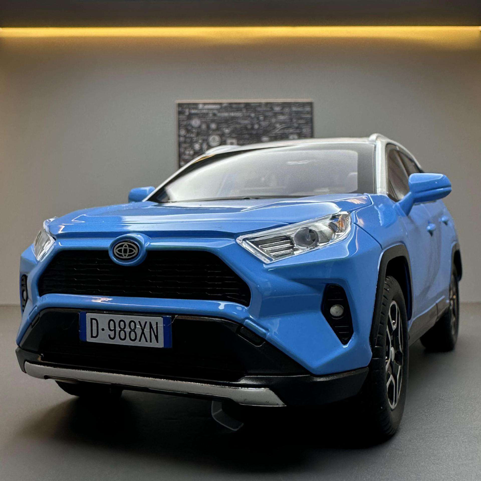 新款嘉业1:22合金车模RAV4越野车发声灯光玩具车音乐模型摆件藏品