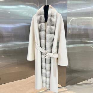 秋冬高级感双面羊绒大衣女中长款皮草水貂毛门禁毛呢外套长袖常规