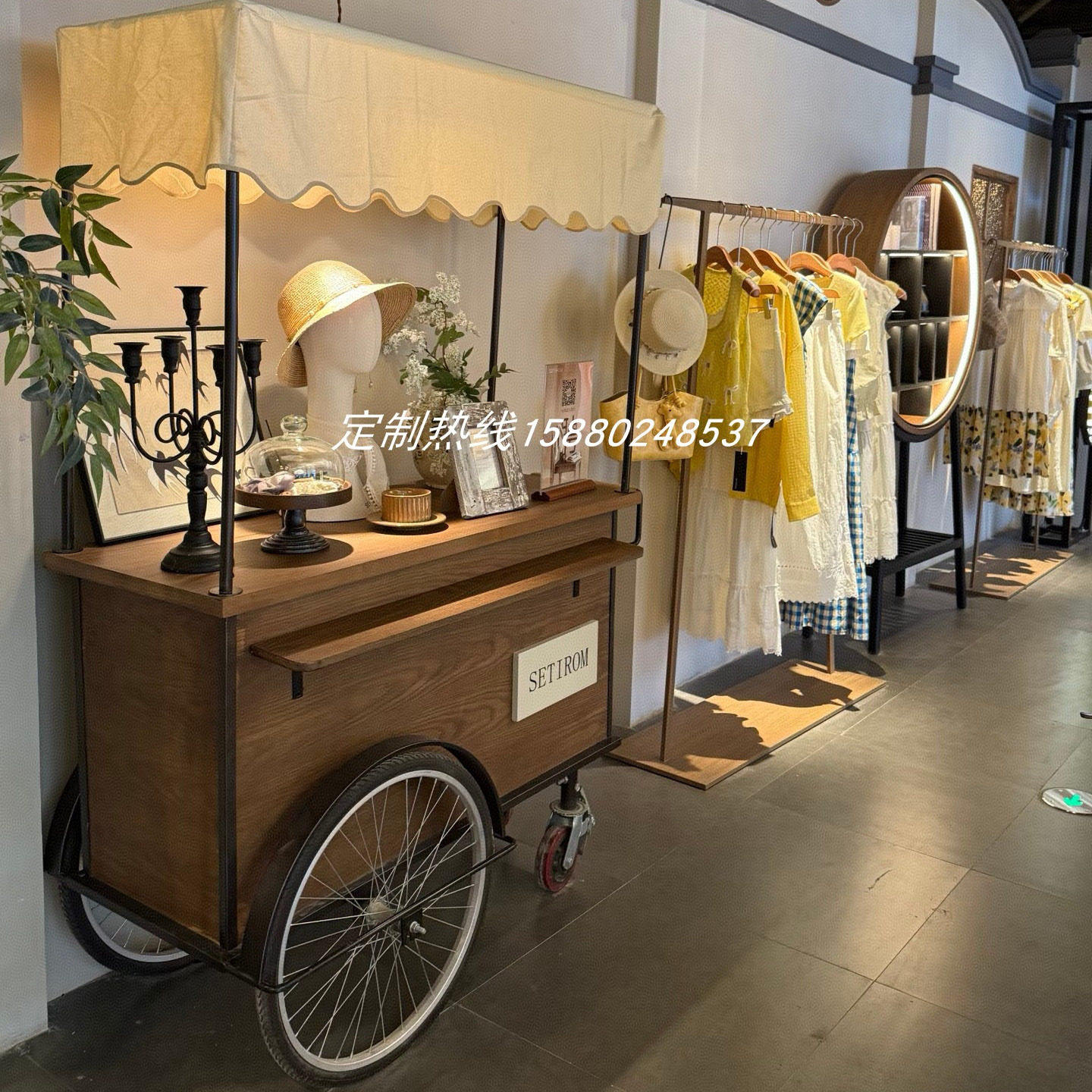 服装门店展示台移动活动促销车展示架咖啡糕点摆摊促销台商场花车