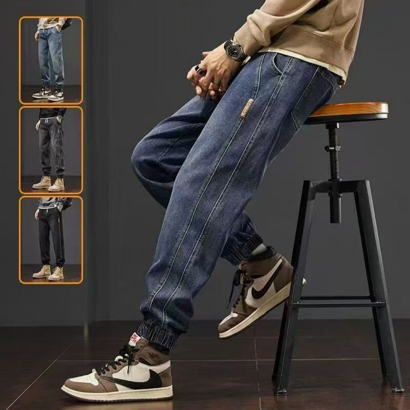 2025秋季新款男士牛仔裤束脚长裤