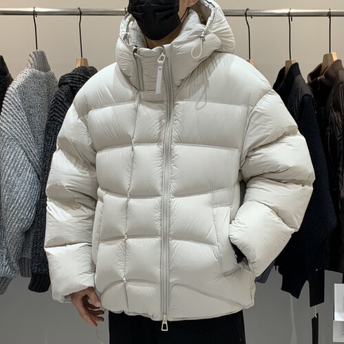 冬季男士高充绒泡芙款连帽羽绒服百搭潮流时尚90白鸭绒保暖羽绒衣