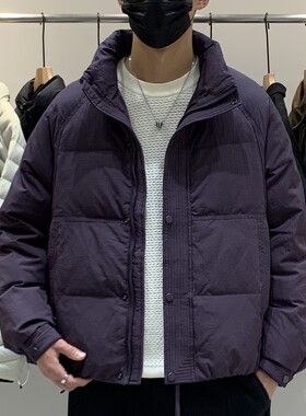 冬季韩版男立领羽绒服百搭潮流美式时尚高级感保暖白鸭绒羽绒衣